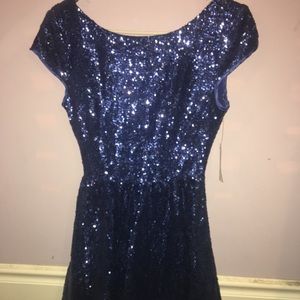 Blue Sequin Short Formal Dress